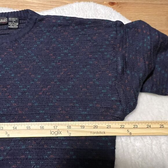 M. Mcmullin Mens Vtg Blue Pullover Sweater Acrylic Wool Blend Sweater Sz L - Picture 8 of 9